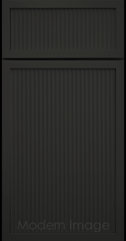 Midnight Sun Matte finished Arcadia Cove Cabinet Door featuring a Narrow Frame and Fluted Center Panel.